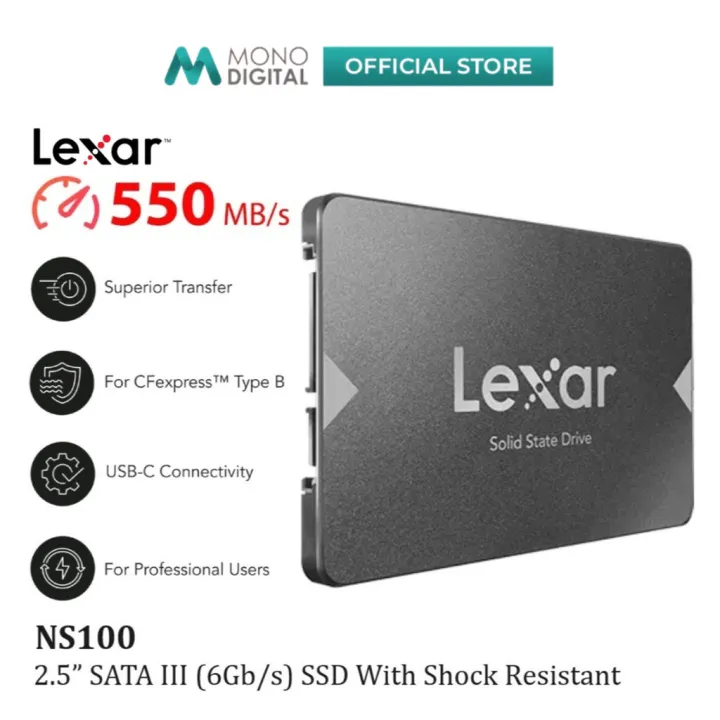LEXAR NS100 256GB/512GB/1TB 2.5” SATA III (6GB/S) INT SSD INTERNAL SOLID STATE DRIVE WITH SHOCK & VIBRATION RESISTANT