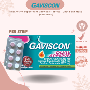 (1 STRIP) Gaviscon Dual Action Peppermint Chewable Tablets – Obat Sakit Maag Asam Lambung & Heartburn Tablet Kunyah Antacid AntasidaAustralia