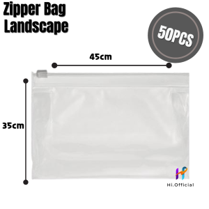(LANDSCAPE) Zipper Bag Transparan / Zipper Storage Bag / Zipper Lock / Potrait / Isi 100PCS & 50Pcs / Travel Pouch Serbaguna / Zipper