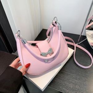 Hhnbnb Fashion Sling Shoulder For Woman Bow Elegant PU Leather Underarm Bag Woman Armpit Handbag Casual Everyday Versatile Womens Crossbody Bag F00168
