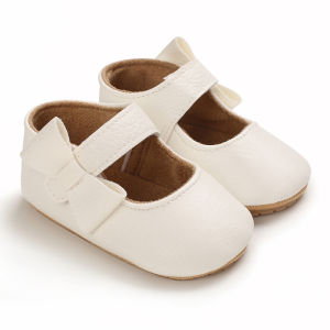 White Newborn Soft Soles Girl Baby Shoes Non-slip Rubber Soles Lovely Princess Shoes Breathable Leather Baby Walking Shoes