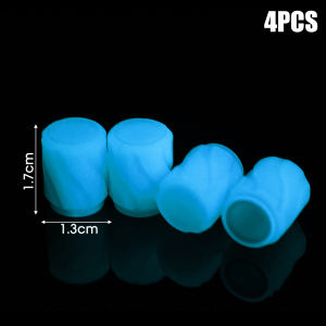 4ชิ้นหมวกวาล์วยางเรืองแสงยางรถยนต์กลางคืนเรืองแสงอุปกรณ์ตกแต่งรถจักรยานยนต์รถจักรยานวาล์วล้อฝาครอบป้องกันกันฝุ่น