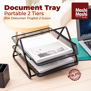 Document Tray Desk Storage Rak Kertas File Dokumen 2 Susun Jaring Besi