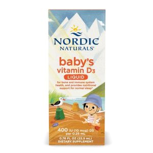 Nordic Naturals Babys Vitamin D3 Liquid (225ml) Bổ Sung Vitamin D3 Phát Triển Xương Răng Cho Bé 0-12 Tháng - Cải thiện các tình trạng do thiếu canxi gây ra như: trẻ quấy khóc đêm rụng tóc vành khăn ra mồ hôi trộm… - Hỗ trợ hệ miễn dịch khỏe mạnh