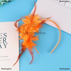 [COD] Modingdue 1Pcs Women Fascinator Hat Headband Flower Feather Mesh Yarn Cocktail Party Wedding Hair Accessories Head Decoration