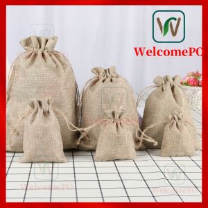 120PCS- Multifunction Linen Storage Dust Gift Bag Burlap Jute Drawstring Jewelry snacks candy Coffee Bag