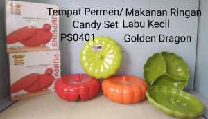 Tempat Permen/Makanan Ringan Melamine Candy Set Labu Kecil PS0401 / Golden Dragon