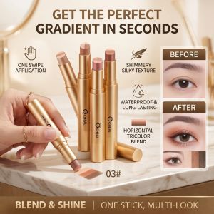 3-Color Gradient Eyeshadow Stick | Waterproof Matte to Shimmer | Beginner Friendly Quick Makeup | Long Lasting