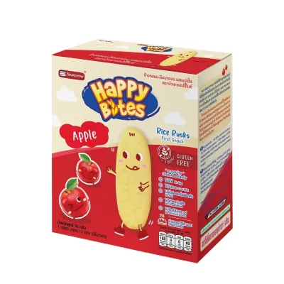 แฮปปี้ไบท์ Happy Bites ขนมข้าวหอมมะลิอบกรอบสำหรับเด็ก 6 m+ (เลือกรสชาติได้)