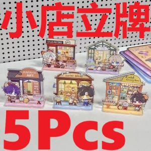 5Pcs/Pack Love and Deepspace Q Version Acrylic Stand Figure Sylus Rafayel Caleb Zayne Xavier Deep Space Shop Chibi Model Desktop Ornament