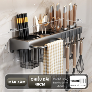 Giá treo dao nhà bếp gắn tường giá đựng dao kéo đa năng không cần khoan khả năng chịu tải cao.