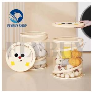 FLYBUY Foldable Fabric Dirty Clothes Basket Creative Cream Style Large Childrens Plaything Storage Barrel Wall Mounted