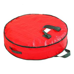 ผ้า PE กระเป๋ากันน้ำวงกลมกล่องเก็บของทนทานสำหรับถือพวงมาลาวันหยุดดีไซน์ป้องกันฝุ่นสำหรับตกแต่งตามฤดูกาล