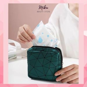 Sanitary Napkin Storage Bag Women Menstrual Pad Pouch Multi-Functional PU Leather Cosmetic Bag
