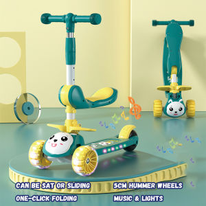 BEIGE Sepeda Balance Skuter Anak 3 Roda Multifungsi SNI - dg Musik Lampu Kursi & Footstep Hadiah