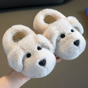 ZEEMIN Childrens Winter Boatou Home Cotton Slippers Thick Sole Non Slip Cartoon Plush Warm Home Cover Heel Cotton Shoes Fluffy Shoes