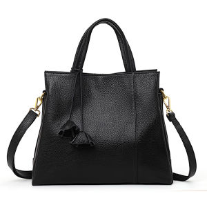 Aidrani   Simple and high-capacity womens handbag made of cowhide material solid color casual and versatile mom bag Q1441