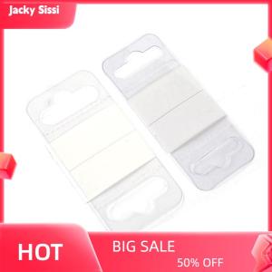 Jacky 100pcs PVC Slot Hole Adhesive Hang Tags Hook Merchandise Box Bag Hangers Display