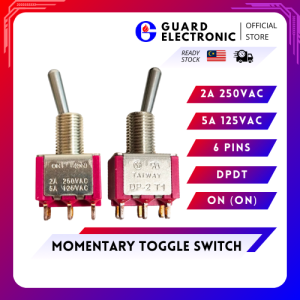 Momentary Toggle Switch DP-2 T1 / DPDT / 2A 250VAC / 5A 125VAC / On (On) / 6 Pins