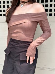 Lotus Clothing Evelyn Top - Sabrina Longsleeve Crop Top - Atasan Wanita Off Shoulder