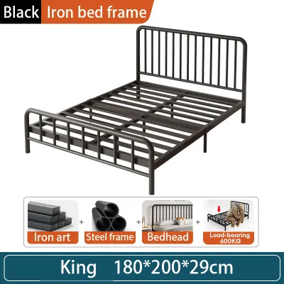 【In Stock-ships within 24H】Metal Bed Frame Heavy Duty Iron Bed Frame Queen/King Size Metal Bed Katil Besi Anti-Rust & Sturdy Powder Coated Minimalist Design for Hostel/Home (Black/White) 高級鐵藝床架 铁架床