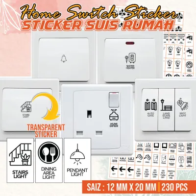 Sticker Switch Label (230pcs) Transparent Wall Switch Panel