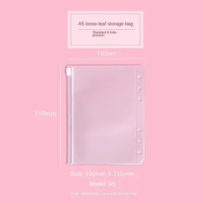 (SG LOCAL) A6 6-Hole Zipper Binder Pocket Clear PVC Cash Envelope For Savings Challenge Budget Binder School Stationery