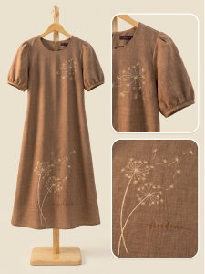Ladyfashio06- Đầm suông thêu linen cao cấp DA055 - Thanh lịch sang trọng cho quý cô hiện đại