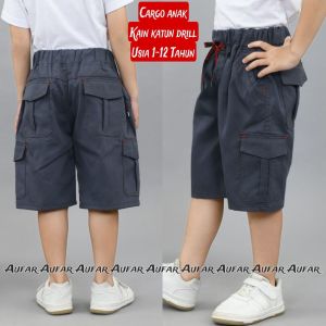 celana cargo anak laki laki kekinian usia 1-12 tahun kain katun drill