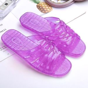 [Free Shipping] Jelly Transparent Crystal Plastic Flat-Soled WomenS Sandals WomenS Summer Wedge-Heeled Thick-Soled Outdoor Slippers Plastic Sandals For Moms