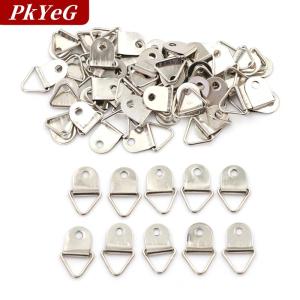 [COD] PkYeG 50pcs เงินสามเหลี่ยมกระจกแขวนสายคล้อง D-ring แขวนกรอบรูปตะขอ
