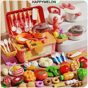 51PCS Pretend Play Kitchen Cooking Toy Set for Kids Fruit Cutting Set Toys Cooking Anak-anak Masak Mainan 手提箱过家家仿真厨具