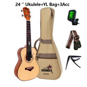Acouway 24  Inch Concert ukulele Spruce top mahogany back Aquila string Original design with flying bird and leaf inlay