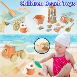 Beach Toys Set For Kids Digging Sand Playing Toys Cart Beach Bucket Shovel Hourglass Set Beach Toys Set for Boys Girls