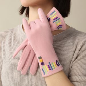 QUINT Thickened Women Suede Velvet Gloves Solid Color Full Finger Touch Screen Gloves Simple Windproof Winter Mittens Ladies