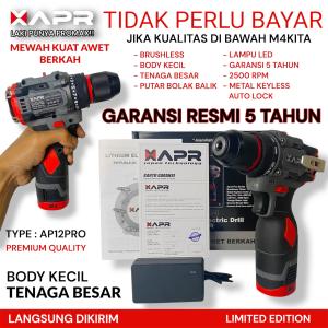 APR BOR CORDLESS BRUSHLESS TYPE AP12 pro series 10mm keyless mesin bor besi kayu driver sekrup