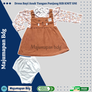 Dress Bayi Anak Tangan Panjang RIB KNIT SNI Unge 3-12 Bulan ZDS08