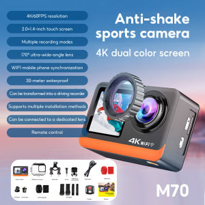 4K Action Camera Dual Screen 170° Ultra-wide angle WIFI Waterpfoof Outdoor Cycling Go Pro Sport Camera Vlog Recording Camera 户外运动相机