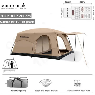 Mount Peak Khemah Waterproof Camping Tent Upgraded with Thickened Material Khemah Unta Outdoor Large Family Tent