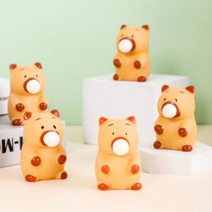 BEIBEI Blow Bubble Capybara Shape Squeeze Toys Vinyl Pinch Kneading Squeeze Sensory Toys Animal Vent Toy Interactive Games Cartoon Capybara Knead Toy Adults Gifts