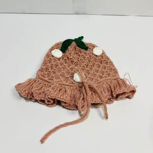 FASION STORE-TOPI KUPLUK TALI STROBERI BAYI FREE BORDIR NAMA TOPI BAYI PEREMPUAN LUCU PAKAI TALI