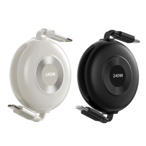 240W USB C to USB C Retractable Cable Fast Charging Type C Cord 480Mbps Data Transfer for Laptops Phone Game Controller