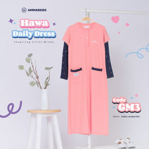Hawa Daily Dress Ammarkids | Baju Gamis Kaos Anak Perempuan Dress Muslim Terbaru Kekinian Premium Adem untuk Ngaji Harian Usia 4 - 12 Tahun