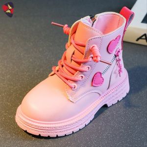 Katerina Fashion Korean Ankle Boots Shoes With Heart And Zipper Star Style For Kids Women Embellished Flat Heel #2360S