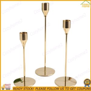 [CY] 3Pcs Metal Taper Candle Holder Candle Stick Holder for Wedding Birthday Party Holiday Dinning Decor