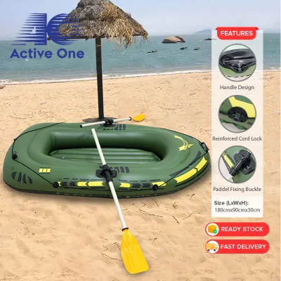 ACTIVEONE Portable Inflatable Boat Double Thicken Water Sport Boat 2 Person PVC Boat Rowing Boat Fishing Ship - Fulfilled By ACTIVEONE