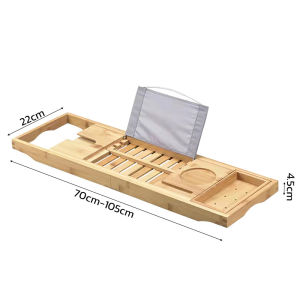 ESH ถาดไม้ไผ่ ขยายได้ วางของบนอ่างอาบน้ำ แท็บเล็ตหนังสือไวน์ถาดไม้อ่างอาบน้ำ ถาดอาบน้ำ ถาดแช่น้ำ ถาดสปา bathtub tray