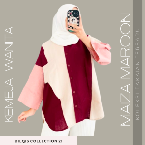 MAIZA SHIRT / ATASAN KEMEJA WANITA OVERSIZE KEKINIAN / BAJU KEMEJA MUSLIM DEWASA / FASHION REMAJA BASIC TERLARIS