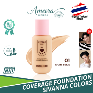 Sivanna Colors LITTLE CAT FOUNDATION Thailand 01 IVORY BEIGE / SKIN LONG-WEAR COVERAGE FOUNDATION natural look