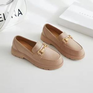 IELGY New summer loafers home platform gold buckles lady